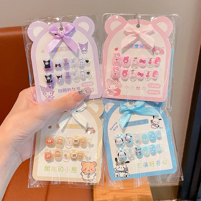 

Sanrio Cartoon Kawaii kuromi Press on Nails for Girls, Kids Fake Nails Sticker Detachable Girl Nails Sweet Lovely Nail Stickers