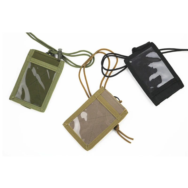 Tactical ID Card Holder Hook Loop Patch Tour Guide Badge Holders Outdoor Travel Pouch Pen Purse and Nylon Lanyard