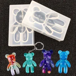 Moldes de silicona con forma de oso para manualidades, moldes de resina epoxi de animales, herramientas de joyería, accesorios de resina