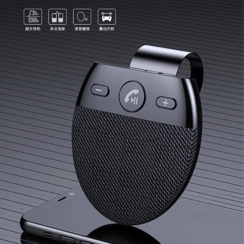 Wireless Bluetooth Hands-Free Car Kit Smart Voice Prompt Answering Device Portable Sun Visor Mounted Auto Accessory