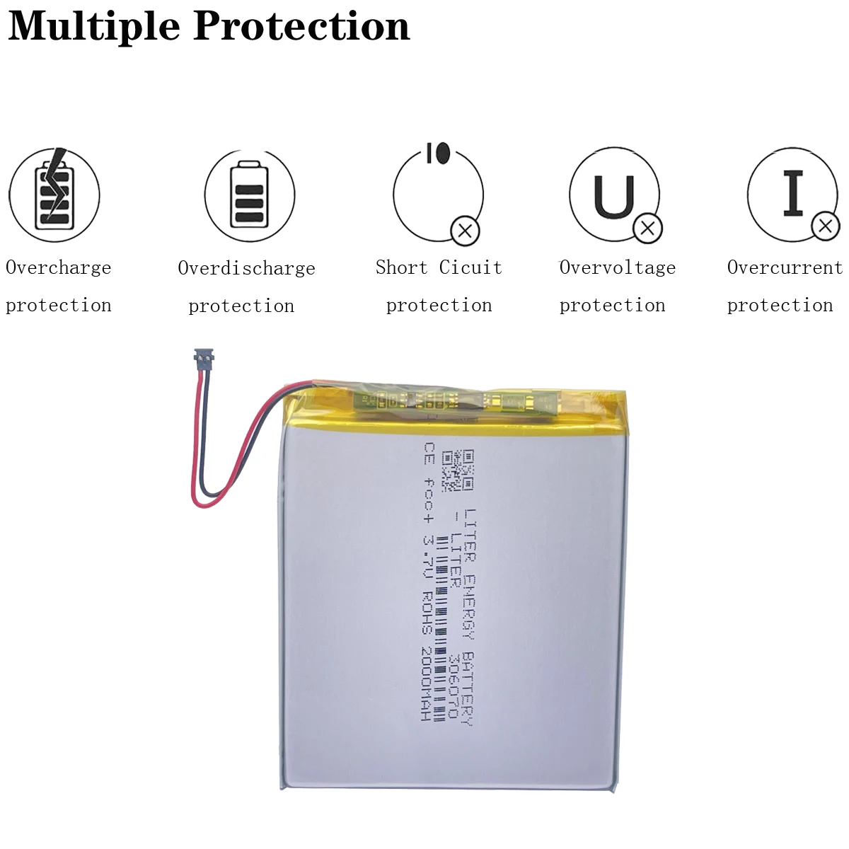 Connecteur d'origine 3,7 V 306070   Batterie 2000mAh pour PocketBook 626 615 627 Touch Lux 3 626Plus 632