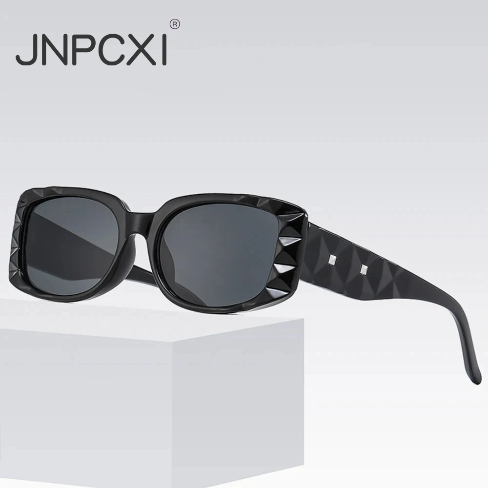 JNPCXI Fashion Square Women Sunglasses Retro Gradient Lens UV400 Men Punk Black Sun Glasses