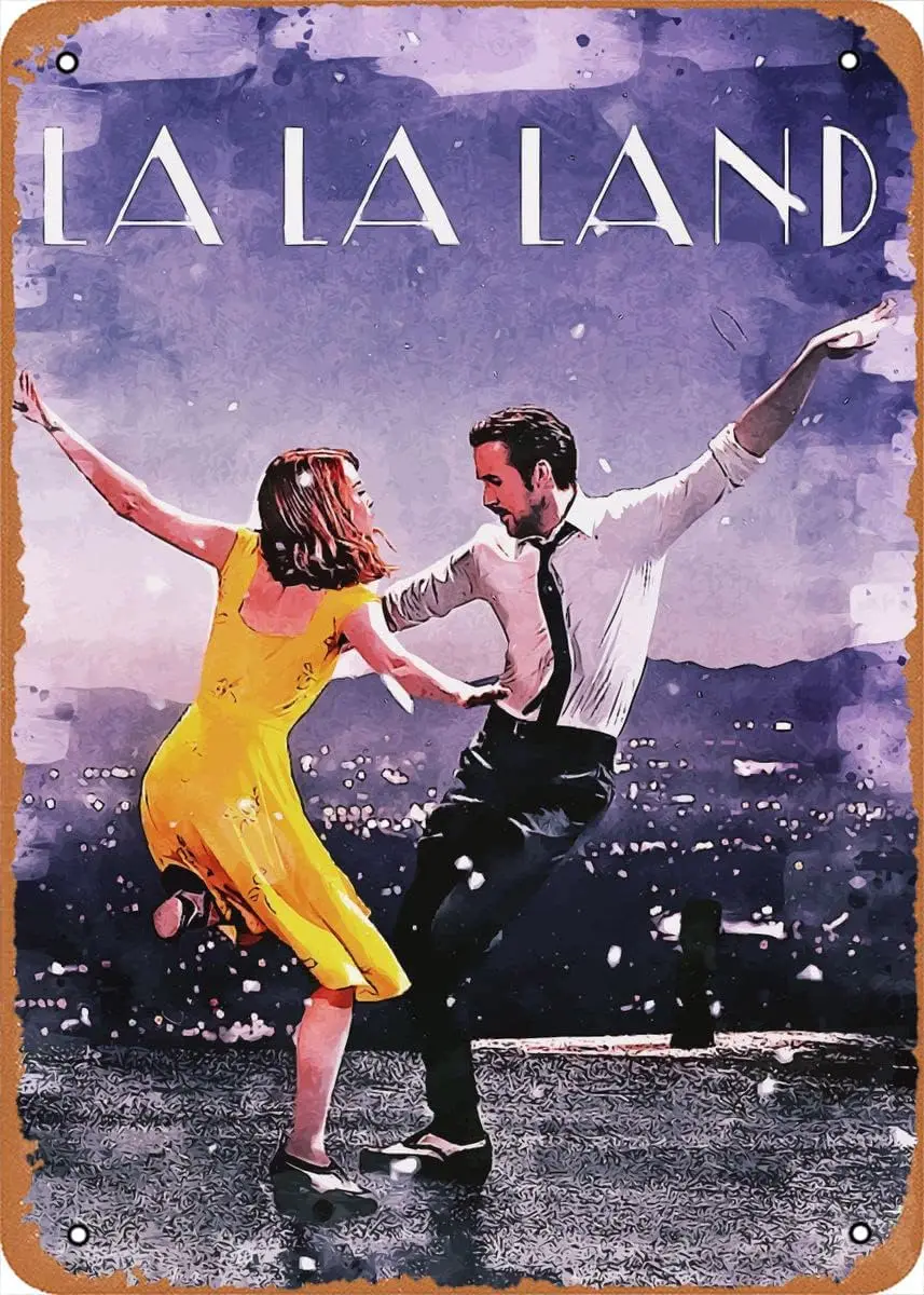 Vintage Metal Tin Signs Poster Retro Metal Sign La La Land Poster Wall Art Decor Tin Sign-8x12inch