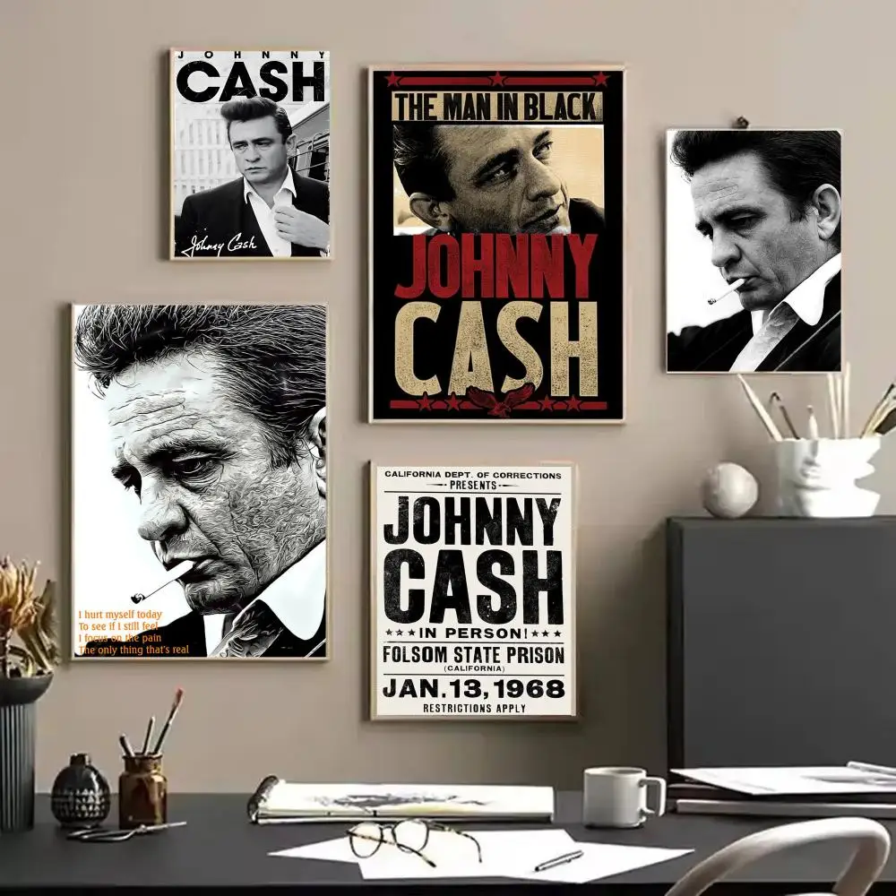 Vinyage Singer j_johnny Cash HD Linen Canvas Poster Wall Art Prints for Living Room Bedroom Office Home Decoration Gift