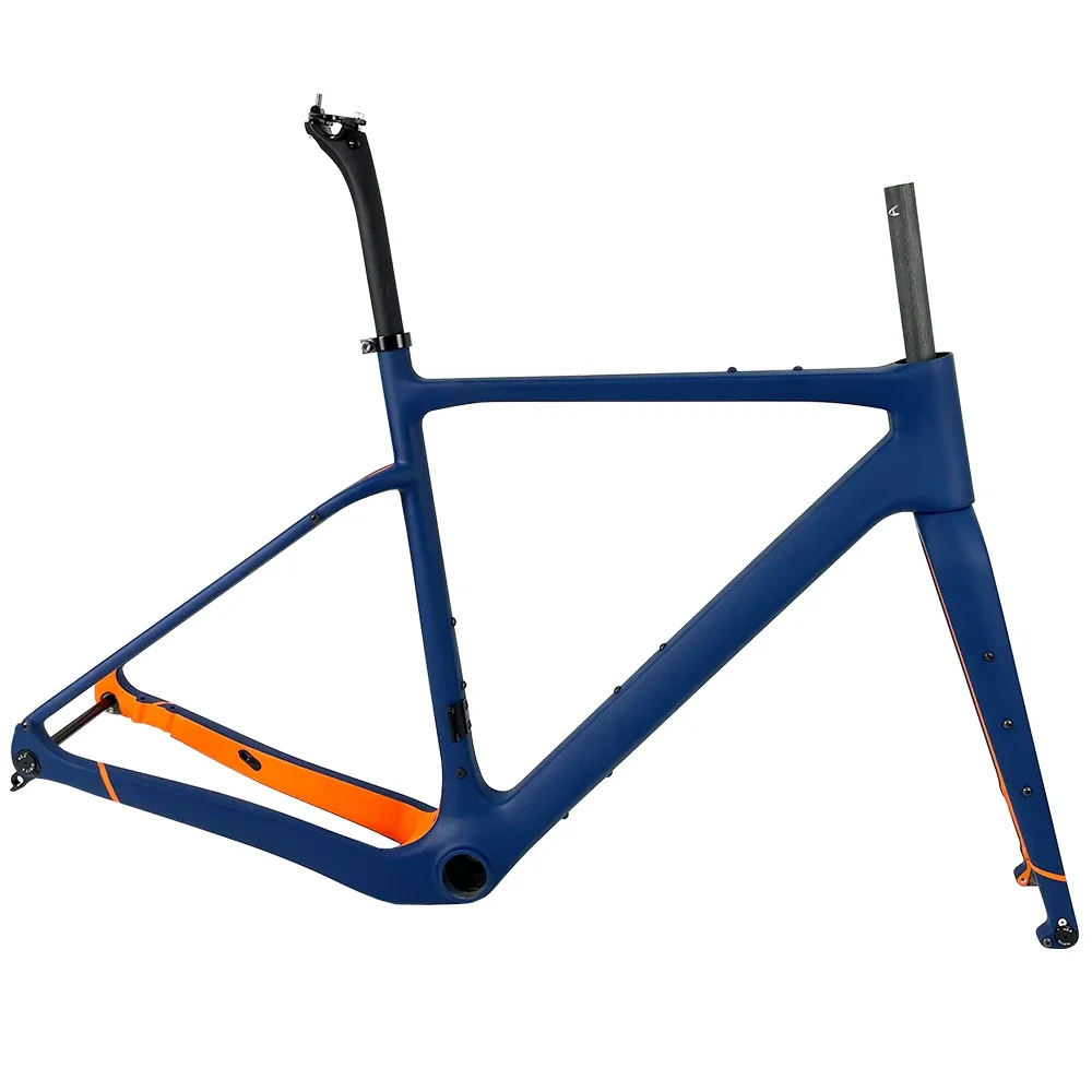 

Роскошный цветной гравийный каркас с кристаллами на заказ 700C * 45C BB386, дисковый тормоз, полностью карбоновый каркас для шоссейного велосипеда для велокросса