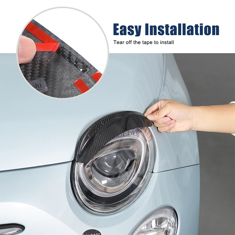 

Real Carbon Fiber For Fiat 500 Abarth 595 2016 2017 2018 2019 2020 2021 2022 2023 Car Front Headlight Eyebrow Eyelid Sticker