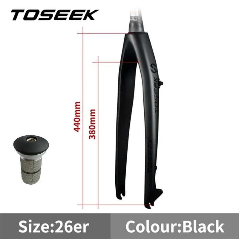 TOSEEK 26/27.5/29 Inch Koolstofvezel Fiets Vork Rechte/Tap Tube MTB Vork 9*100mm Mountainbike Vork Fiets Stijve Vork
