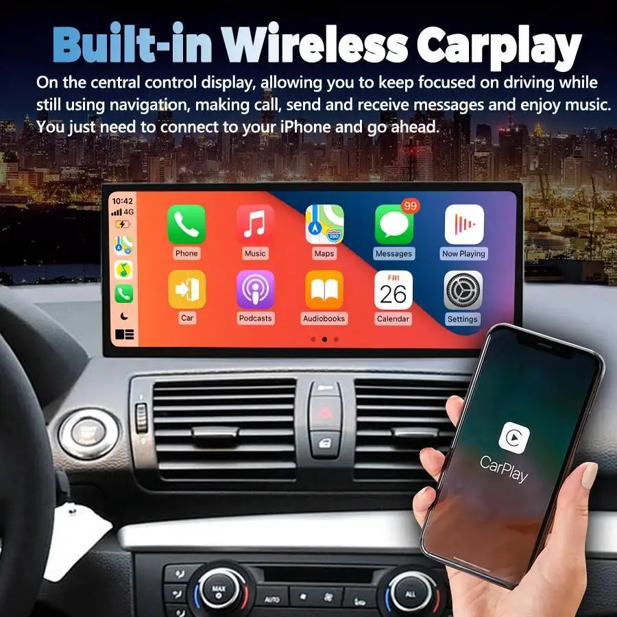 15.8 "راديو ستيريو للسيارة لسيارات BMW 1 Series E81 E82 E87 E88 2006-2011 Carplay أندرويد السيارات الوسائط المتعددة مشغل فيديو شاشة الملاحة