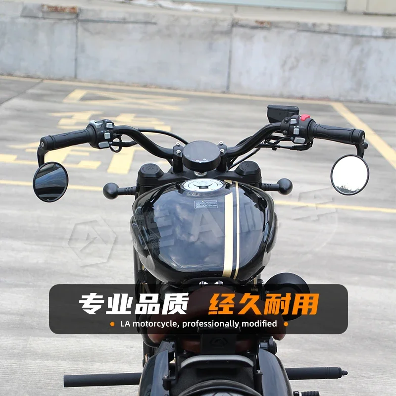 Motorcycle modification heightens and moves back comfortably, and the handle is installed non-destructive.