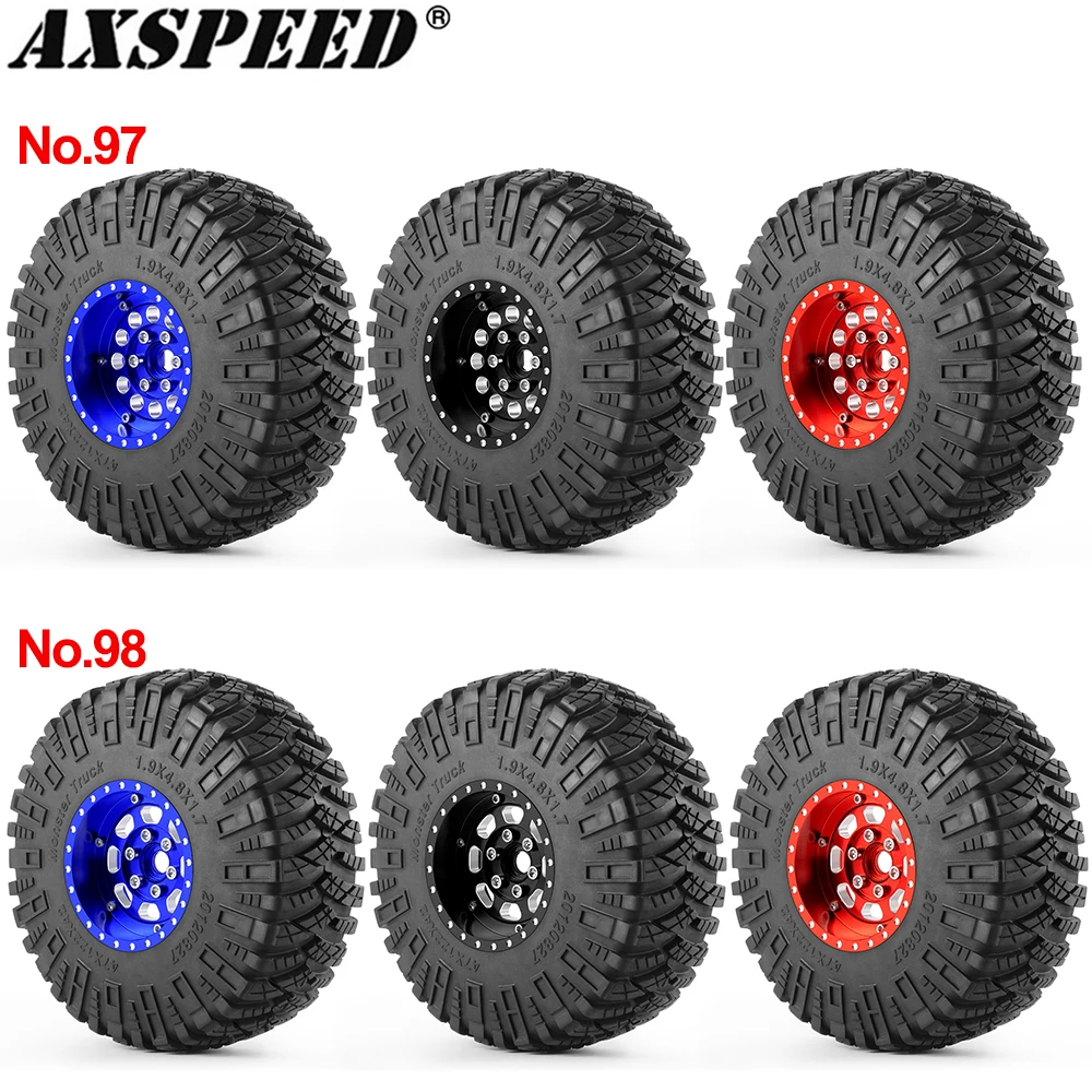 

AXSPEED, 4 шт., 1,9 дюйма, колеса, шины, 1,9 дюйма, ступицы колес с бисером, резиновые шины для 1/10 RC Crawler, осевые детали SCX10 D90 TRX4 TRX6