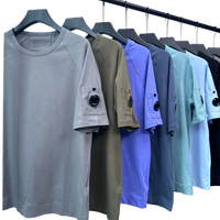 New CP Summer US Korean Loose Round Neck Hoodie Cotton Double Yarn Short Sleeve Men's and Women's Heavy Weight T-shirt