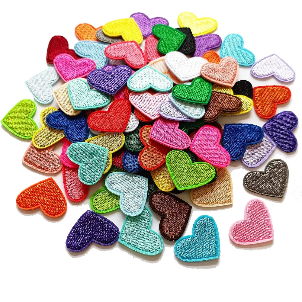 20Pcs Red Heart Embroidery Patch For Clothes Bags Hats Decoration