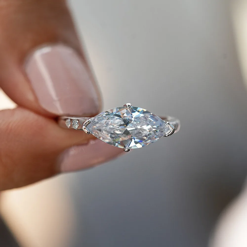 

3 carats Moissanite Rings for Women S925 Sterling Sliver Plated White Gold Stackable Dainty Ring Wedding Proposal Jewelry