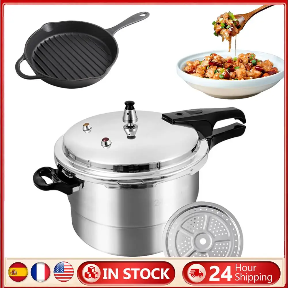 

Aluminum Pressure Cooker with Steamed Layer Small Pressure Cooker Household Stovetop Pressure Canner for Gas & Induction Stove
