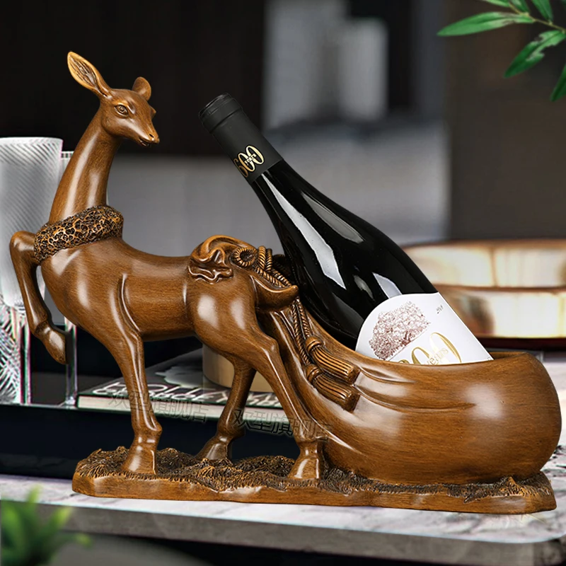 

Zhaocai Deer Statue Red Wine Rack Decoration Now Simple Home Living Room Entrance Desk Wine Cabinet Decoration housewarming Gift