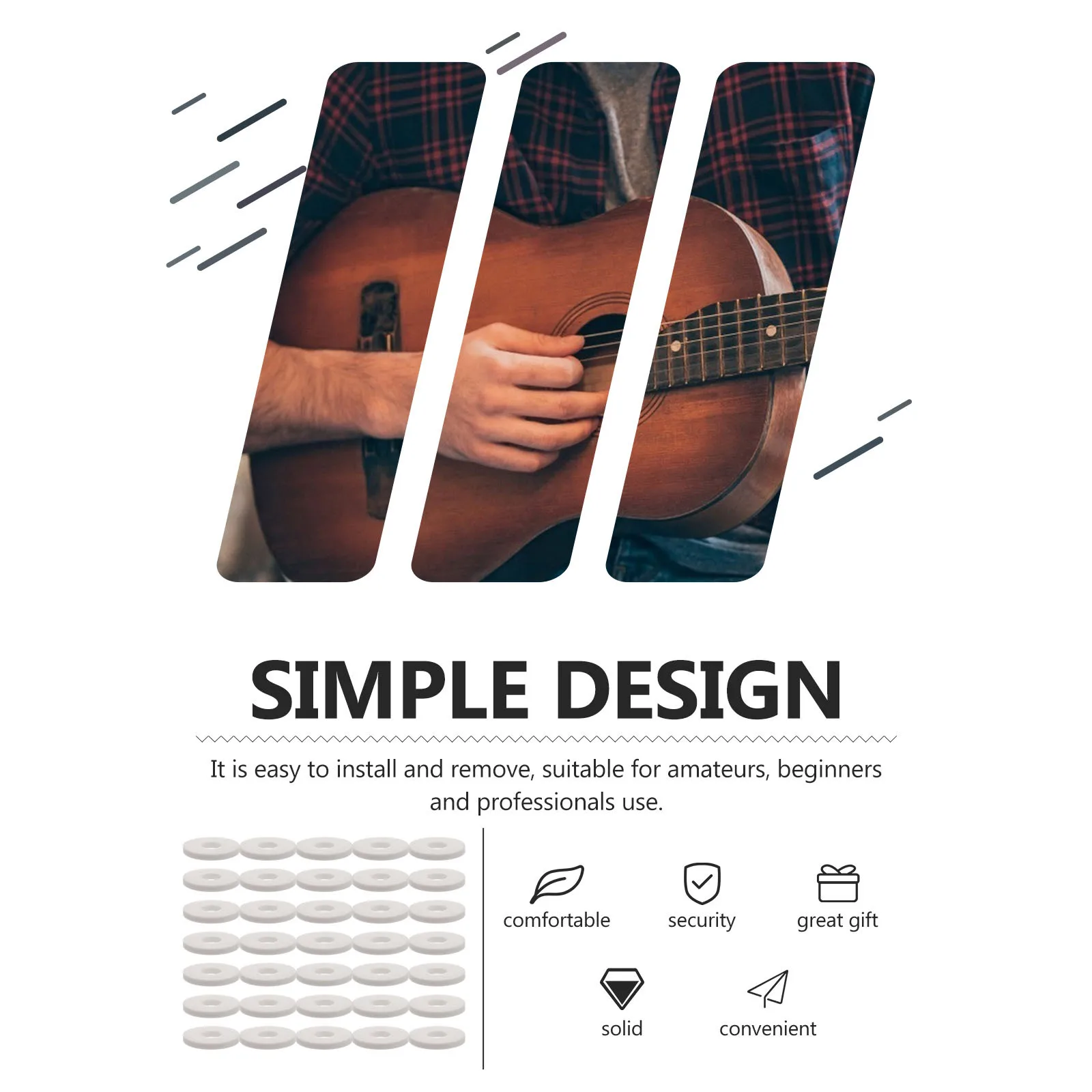 

30Pcs Guitar Strap Locks Anti-Skid Silicone Blocks Non-Slip Protectors for Acoustic Electric Bass Ukulele Guitar Strap Lock