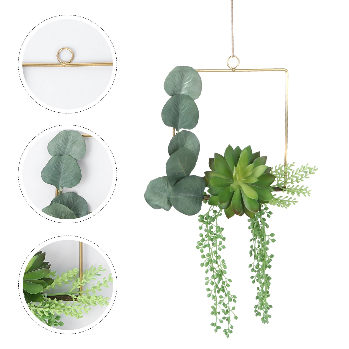 

Wedding Wreath Wall Hanging Artificial Succulent Plants Decor For Home Office Event Greenery Wreath With Metal Ring Hemp Rope