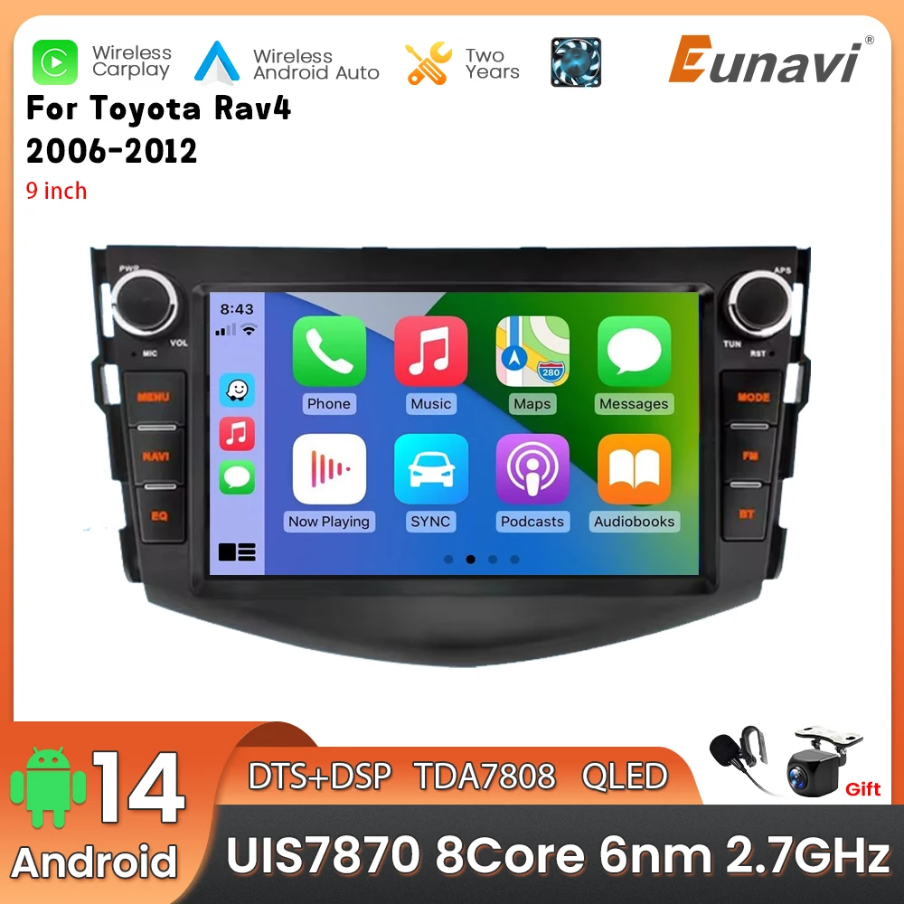 

Автомобильный мультимедийный плеер Android 14 2 Din для Toyota Rav4 2006-2012, головное устройство, стерео GPS-навигация BT WIFI