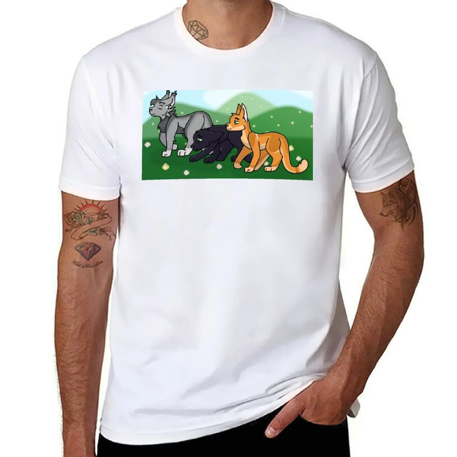 

Graystripe, Ravenpaw, Firestar T-Shirt man t shirt graphic t shirts with prints T-Shirt