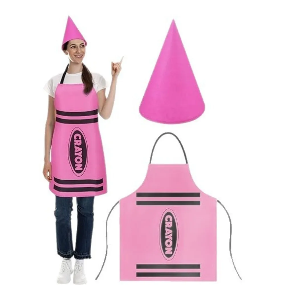 New Colorful Crayon Themed Gnome Set Fancy Dress Funny Crayon Apron Art Craft Activity Cleaning Work Apron Costume Party
