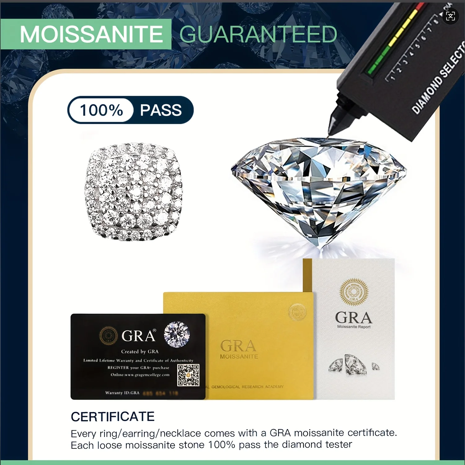 

Серебряные серьги-гвоздики S925 с муассанитом, обручальные серьги с сертификатом Gra, модные украшения