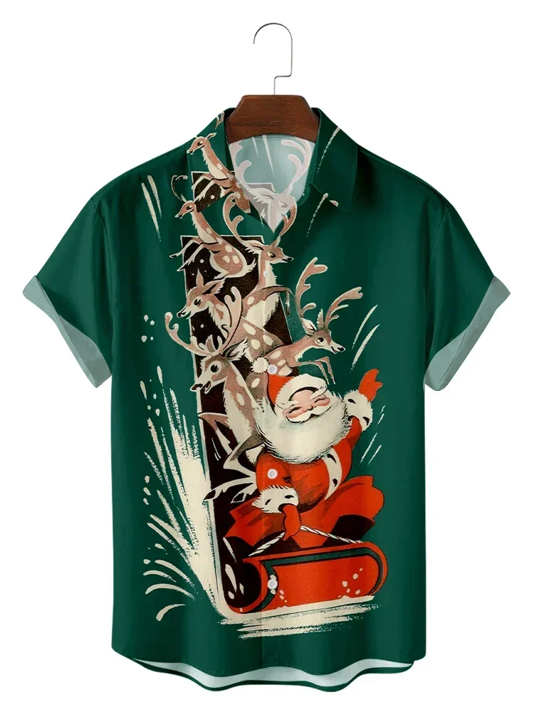 2024 God Santa Robe Camisa Men's Shirt Colorful Hawaiian Oversized Sack Men's Casual Dress Shirt Men's Luxury Clothing