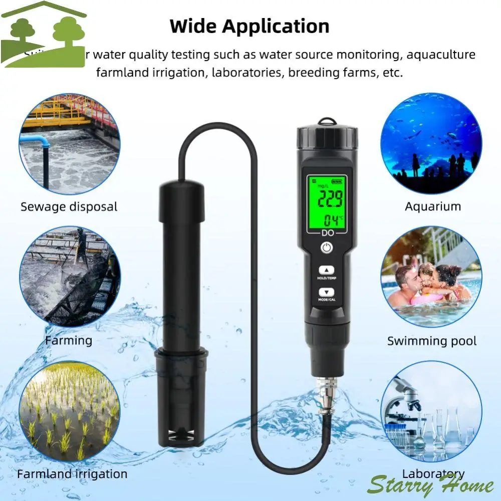 

0-40mg/L Dissolved Oxygen Meter Digital Sensitive probe Oxygen Concentration Tester Professional Plastic Water Quality Analyzer