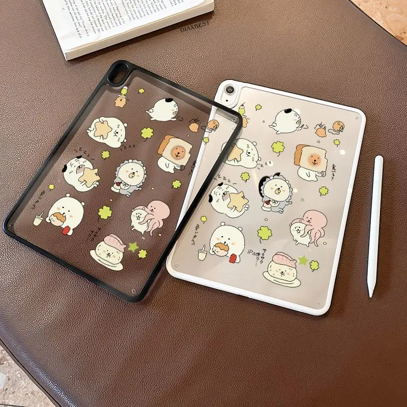Transparent Kawaii Bear Cartoon New Tablet Case For iPad Pro 11 12.9in 13 M4 M5 9.7 10.2 5/6th 7/8/9 10 11th MINI Air 5 6 7 Case