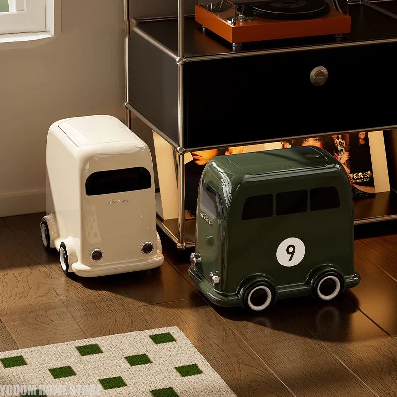 

Large Capacity Trash Can with Wheels Narrow Slit Design Removable Lid for Bathroom Car Bus Storage Bin