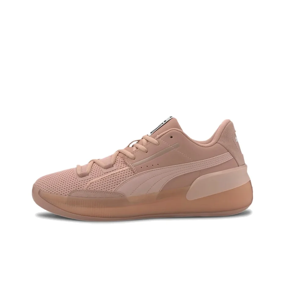 PUMA Clyde Hardwood Natural Slip Resistant Lightweight Low top Basketball Shoes Unisex Nude Pink 194031-01