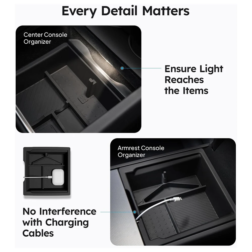 Armrest Storage Box for Tesla Model 3 & Y
