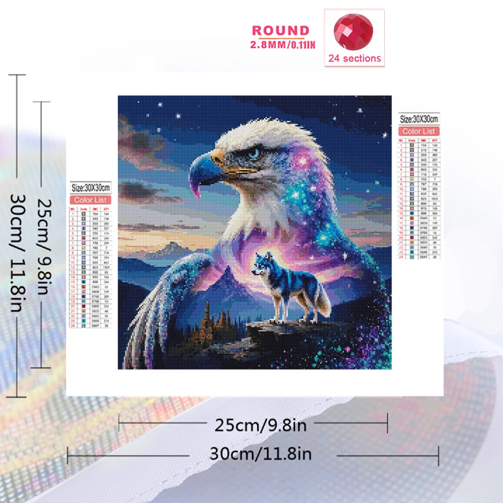 Momoart 5D DIY Diamond Painting Eagle Animal Suitable for Beginners Dog Diamond Mosaic Wolf Craft Kit Handmade Gift Child Hobby