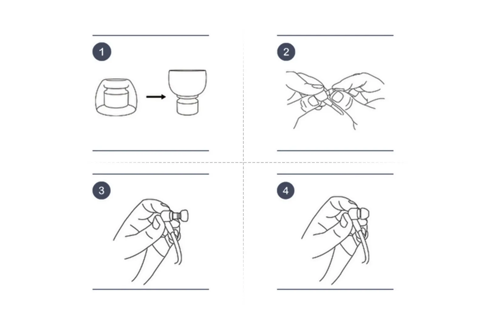 SpinFit W1 أطراف أذن أساسية مزدوجة الطبقات على شكل حرف W (زوج واحد) مع عزل الضوضاء المحسنة والراحة الفائقة