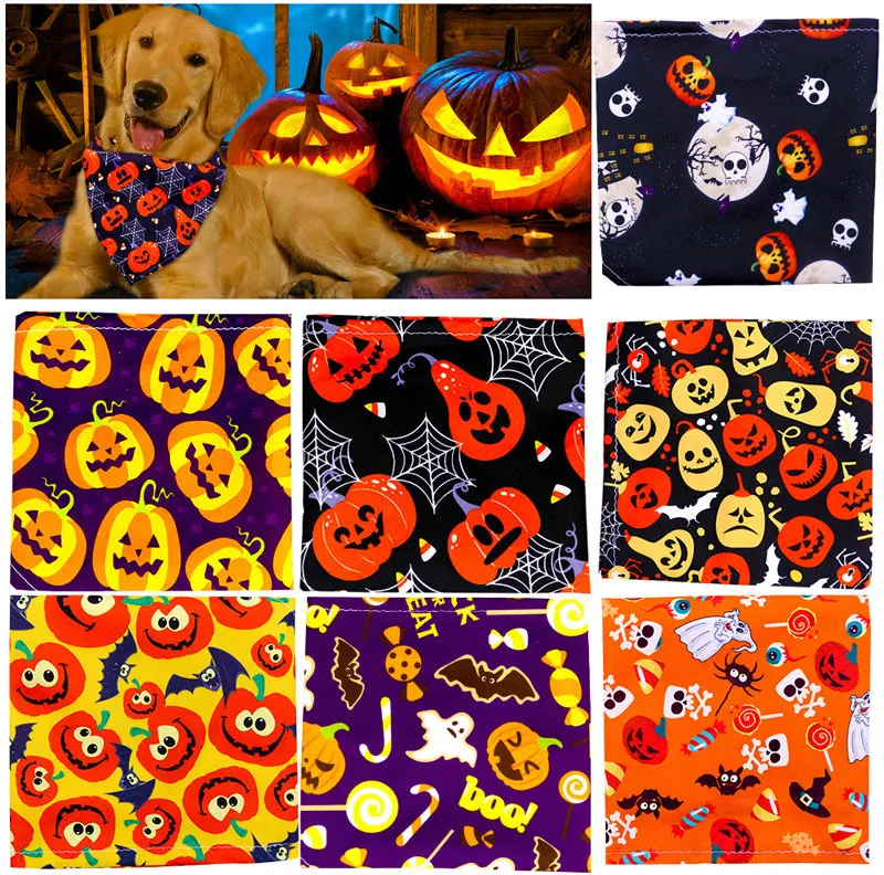 Halloween-Hundebandanas, Hundezubehör für kleine und große Hunde, Katzen, Welpen, Halstuch, Kürbis, Totenkopf, Hunde-Bandana, 1 Stück – Detail 7