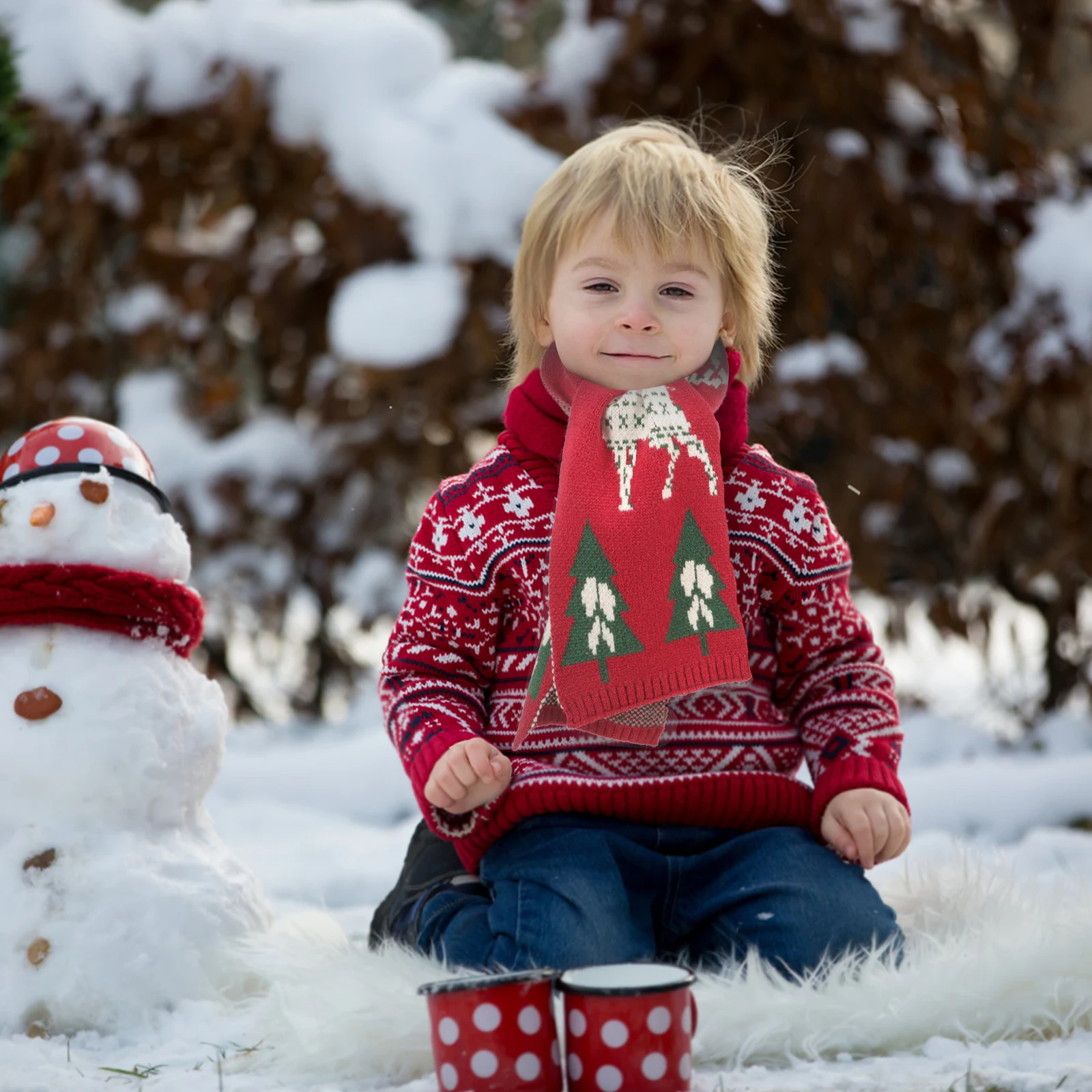 

Children Wool Fleece Kids Kids Scarf Warm Toddlers Christmas Knit Winter Soft Safe Durable Lovely Holiday Gift