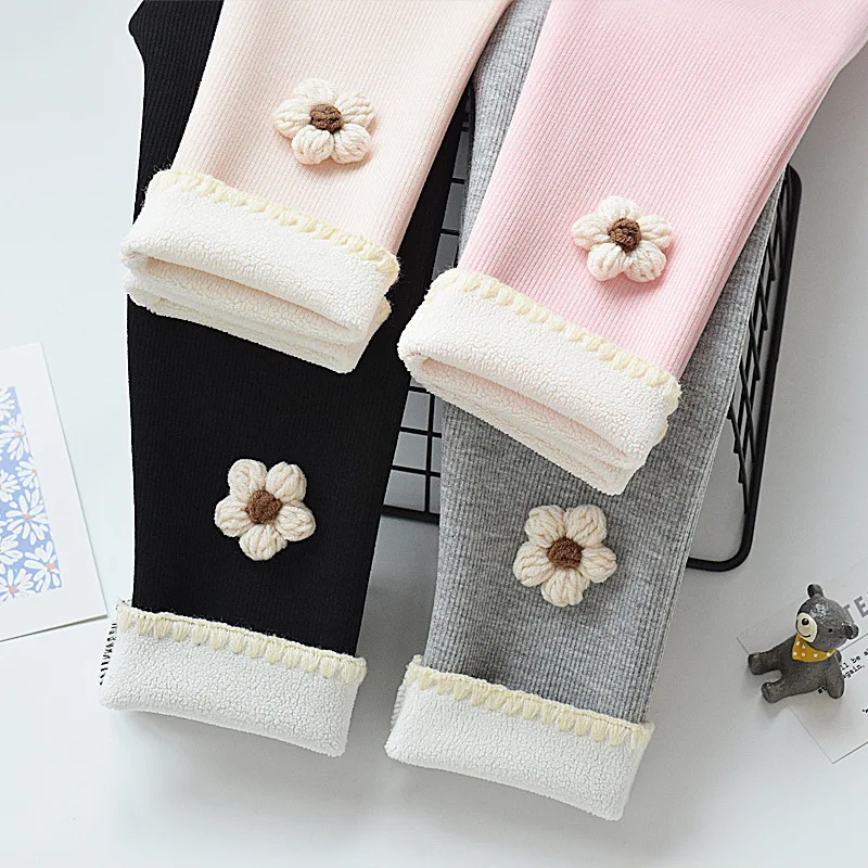 Girls Leggings Autumn and Winter Fleece Thickened Children's Integrated Fleece Pants Baby Children's Warm Pants