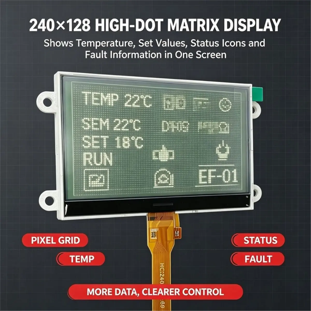 COG240128 4.8 in LCD Display DOT Matrix Graphic Replacement Screen for Controller X4 7300/7500/6500 Generator