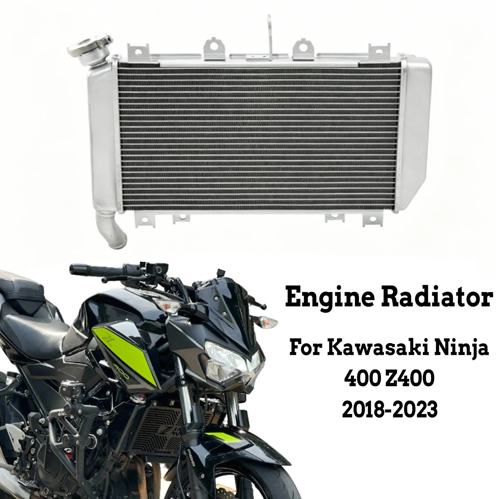 Motorcycle Engine Radiator Cooler For Kawasaki Ninja 400 Z400 Aluminum Radiator System Replacement Cooling Parts 2018-2023