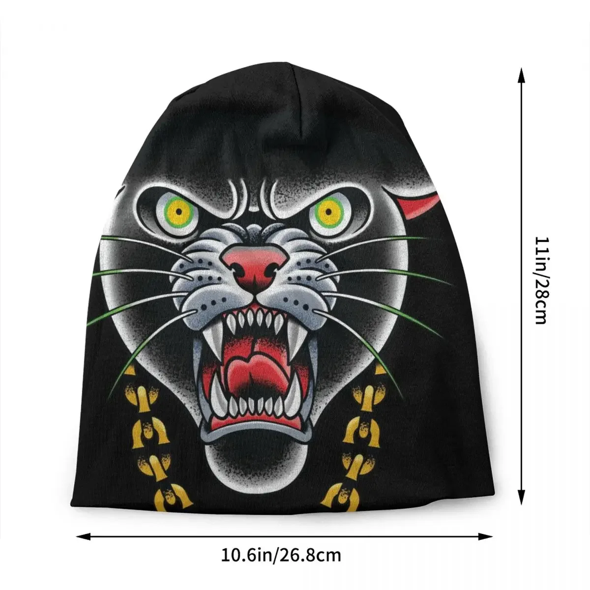 Gothic Traditional Tattoo Panther Head Bonnet Hats Fashion Knit Hat For Men Women Warm Winter Skullies Beanies Caps