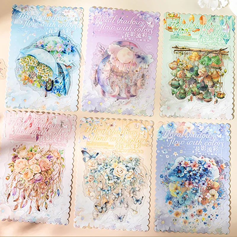 

2 стиля, 30 шт./пакет, цветочная тень, цветная серия, набор наклеек для домашних животных, материал для справочника, наклейки, сделай сам, календарь, фоторамка