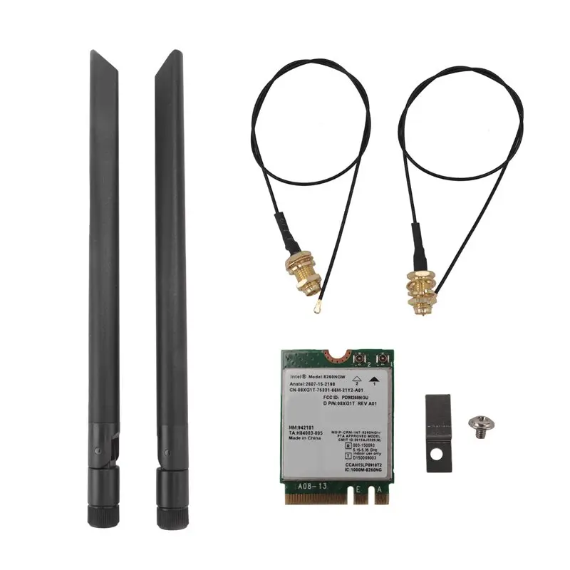 

A01E-8260 8260NGW Wifi Card+2X8DB Antenna 2.4G/5Ghz 867M Bluetooth 4.2 NGFF M.2 Wifi Wireless Card Module For AC 8260