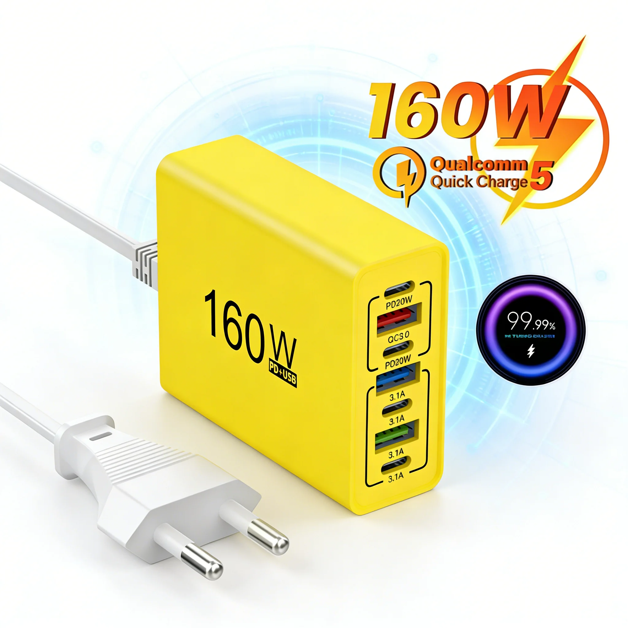 160W Multi-Port USB C Fast Charging Adapter Quick Charge 3.0