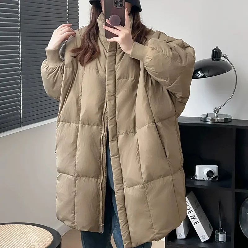 2024 New Down Padded Jacket Women's Winter Korean Version of Long Jacket Fashion Loose Thick Warm Over The Knee Coat