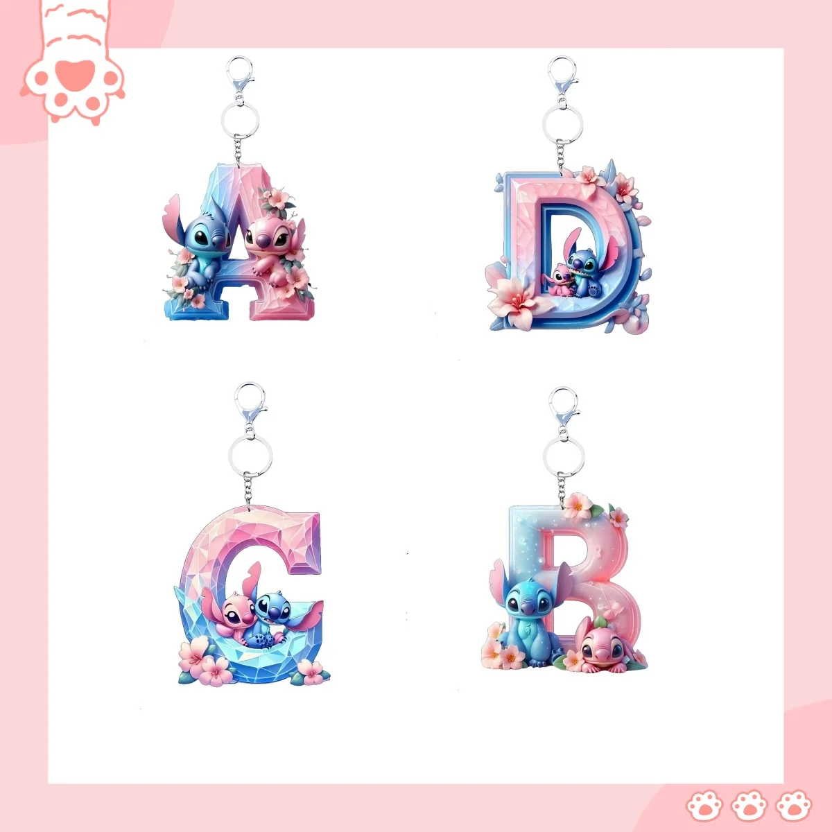 

stitch Disney acrylic cute keychain cartoon flat 2D stilt English letters pendant ornament doll cartoon birthday gift halloween