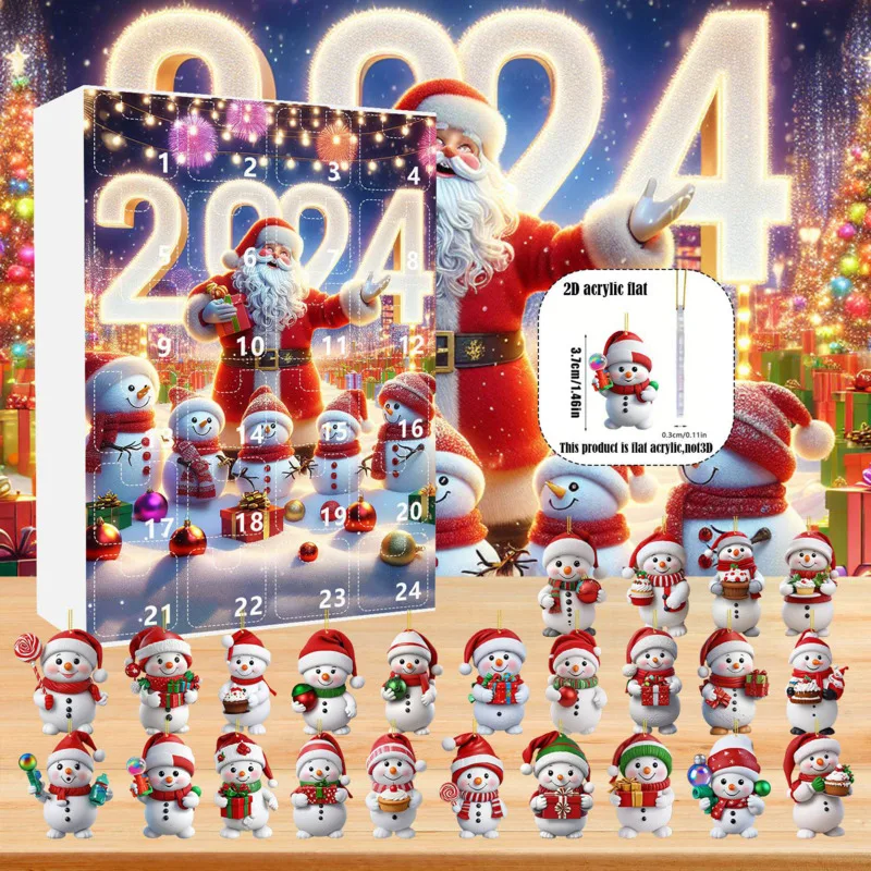 

Christmas Advent Calendar Blind Box New Year Snowman Pendant Christmas Advent Calendar Blind Box Christmas Tree Acrylic Pendant