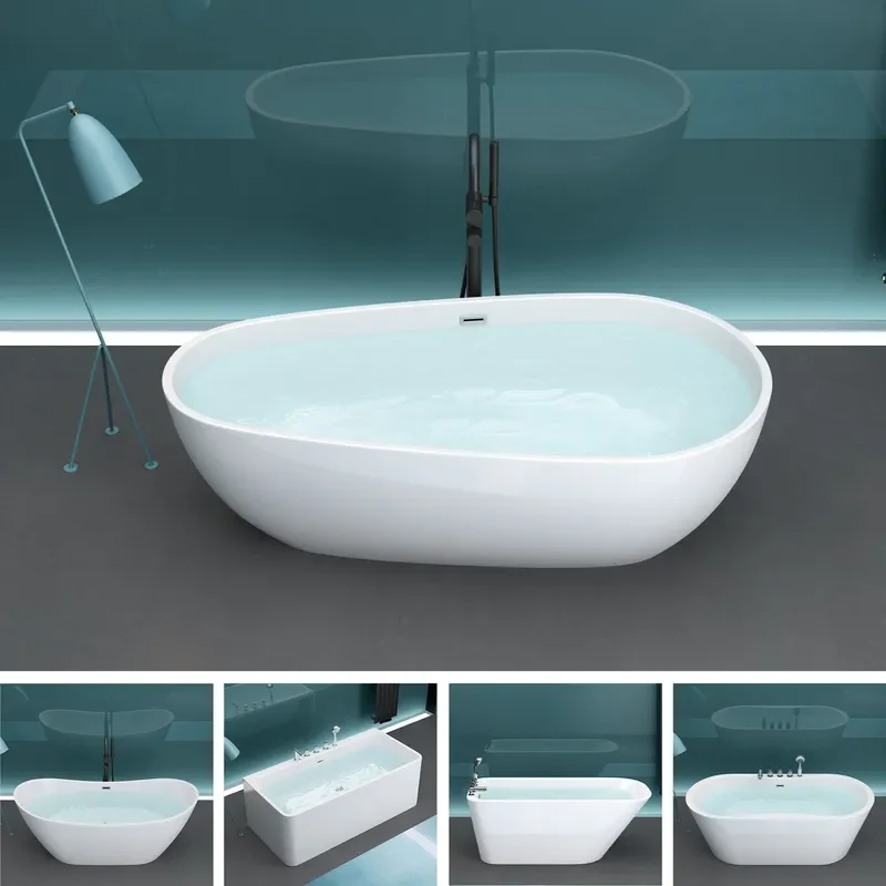 Compact Acrylic Freestanding Bathtub for Couples Insulated Soaking Tub for Small Apartments Home Bathroom