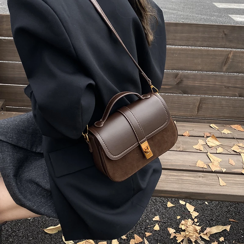 Branded Mini Square Flap Cross Body Bags For Women 2025 Latest Luxury Designer Purses And Handbags PU Suede Shoulder Saddle Bag