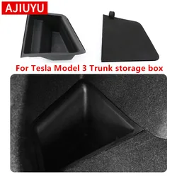 AJIUYU For Tesla Model 3 Rear Trunk Left Side Storage Box with Cover Tail Trunk Boot Organizer Partition Decoration Accessories