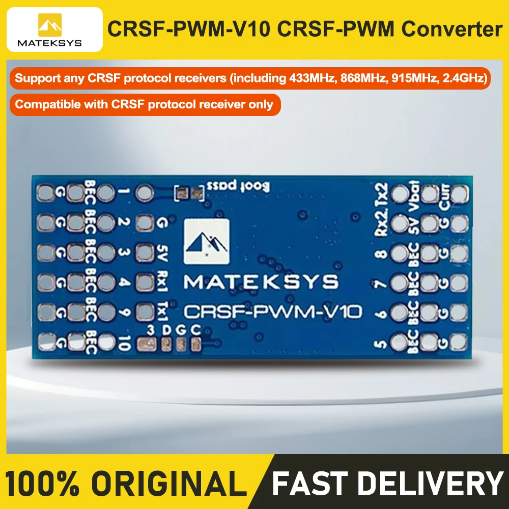 MATEK CRSF-PWM-V10 CRSF-PWM Converter With Variometer 10CH PWM Output Support TBS CRSF 433MHz 915MHz 2.4GHz RC Receiver Drone