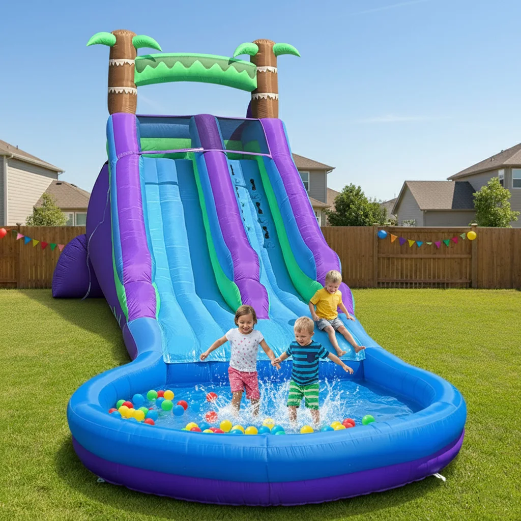 

Grade Inflatable Water Slide with Splash Pool Bouncy Castle for Adults and Kids Includes Blower